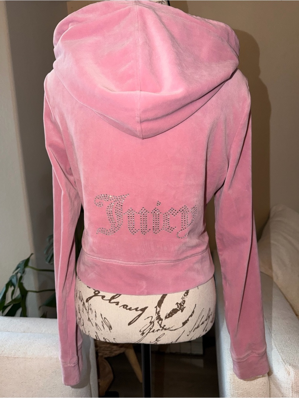 Juicy Couture Pink Velour Rhinestone Logo Hoodie Jacket